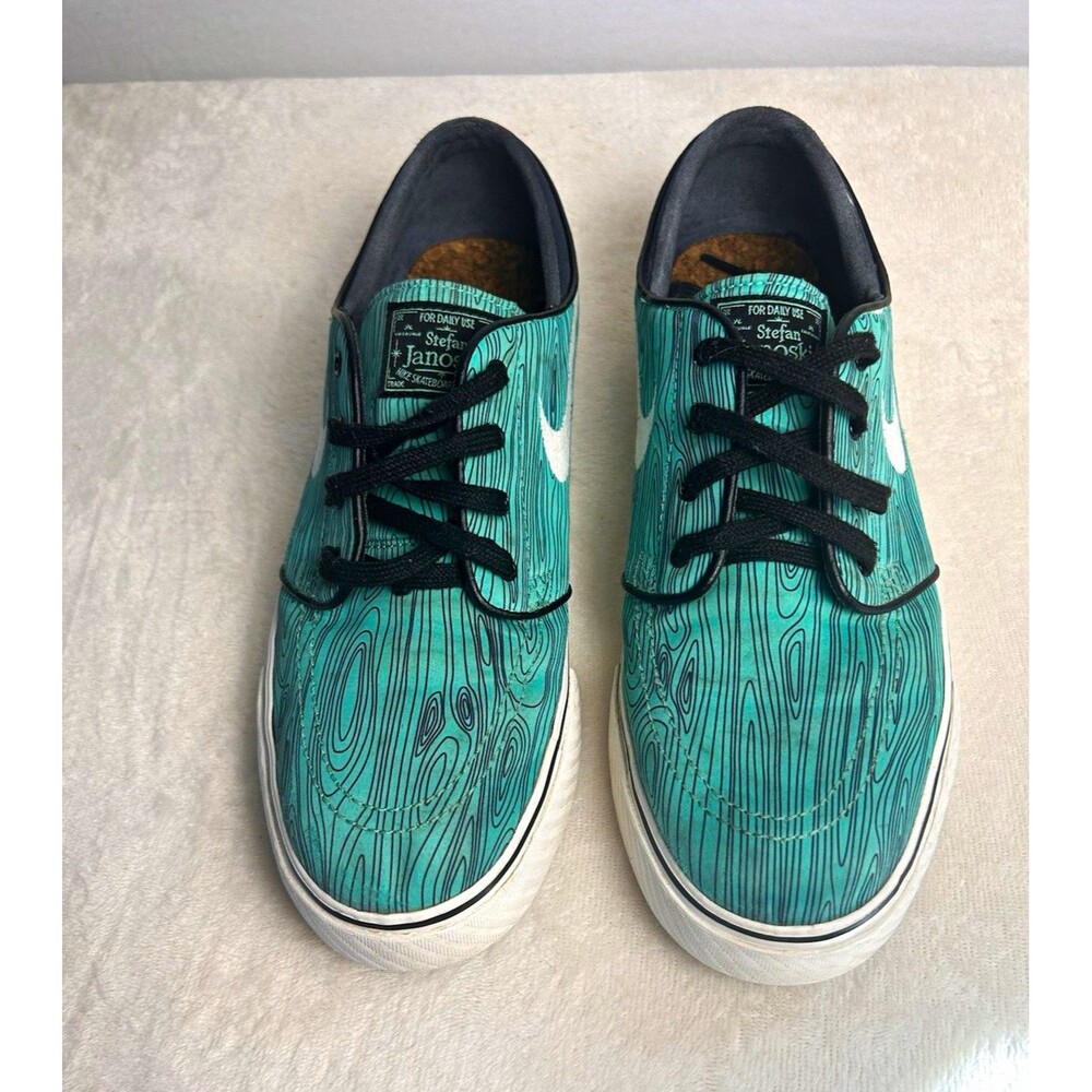 Nike Stefan Janoski Skate Shoes Green Woodgrain Print US 10 Medium (D)